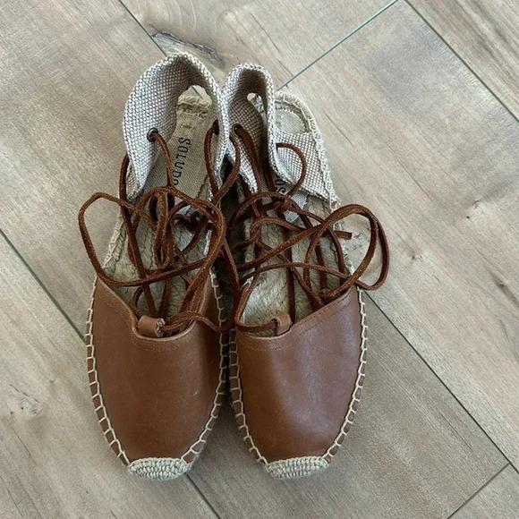 Soludos Leather Espadrilles Platform Gladiator Sz 6 - Picture 8 of 13